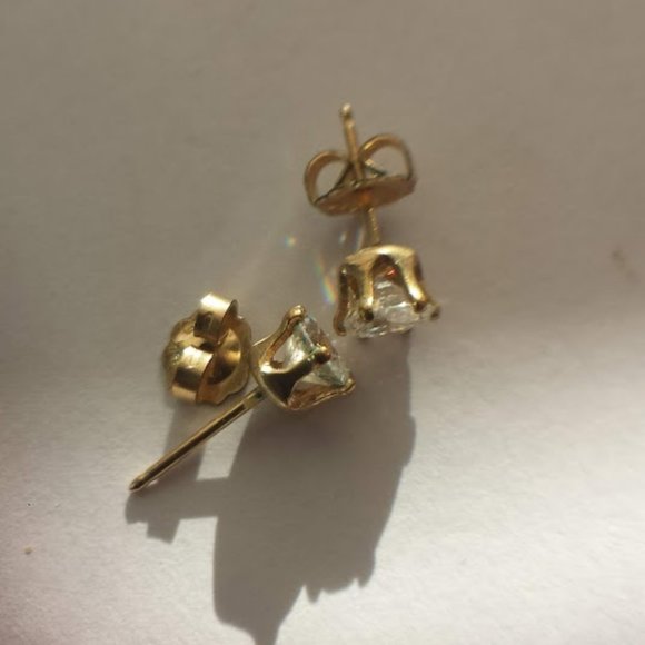 2 Carat CZ 14K Gold Stud Earrings - Picture 8 of 15